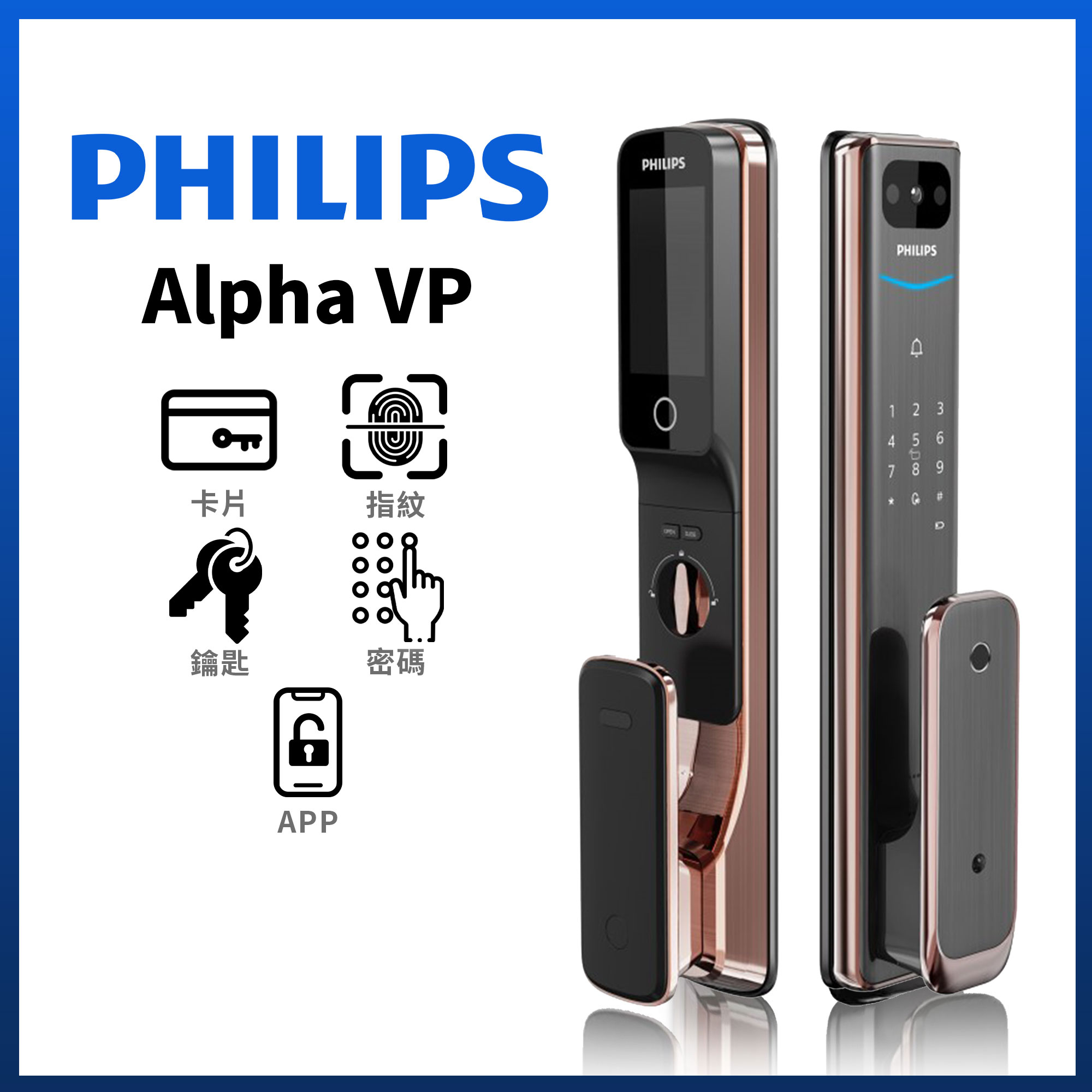飛利浦 ALPHA-VP貓眼多功能電子鎖